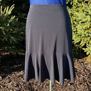 Flirty Navy White Polka Dot Skirt with Ruffle